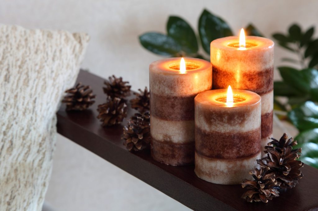 three burning candles home decor living room decoration scaled 1